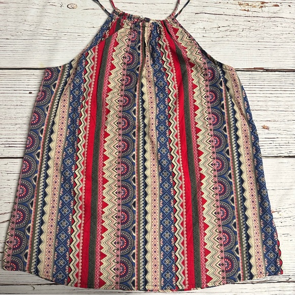 Roper Tops - Roper Halter Tank Top Aztec Tribal Boho